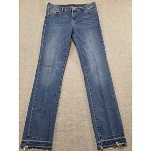 Tommy Hilfiger Greenwich Straight Leg Jeans‎ Women Blue Denim Frayed Hem Size 10